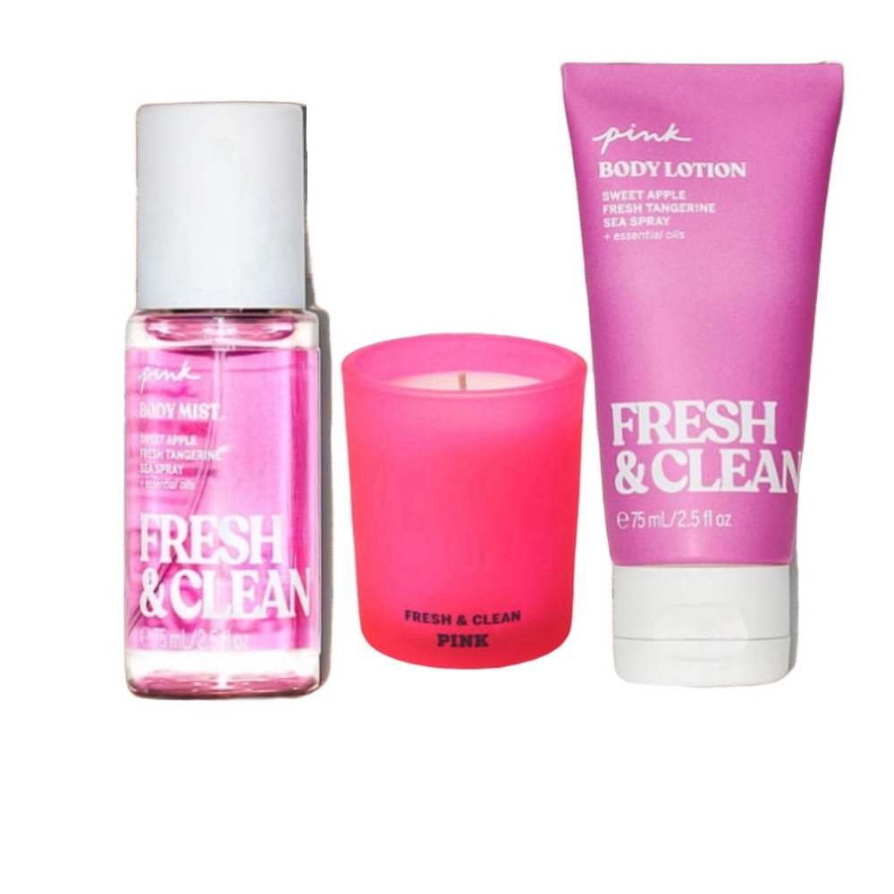 PINK Fresh & Clean Mist And Lotion Minis Set With Candle
